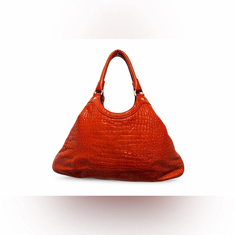 Cole Haan Red Croc-Embossed Patent Leather Hobo Shoulder Bag